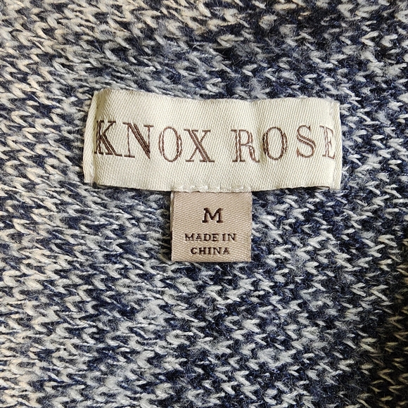 Knox Rose Blue and Grey Knit Shawl, Fringe Along Bottom, Size Medium - Picture 3 of 6